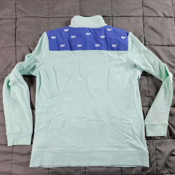 Vineyard Vines Womens Medium Green Embroidered Whale Shep Shirt Lightweight Warm - Picture 2 of 11